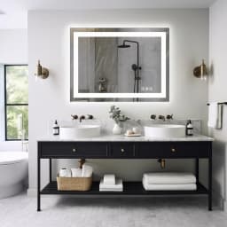 JHK 36"x 24"LED Bathroom Vanity Mirror for Wall Memory Function Tempered Glass with Front Light and Backlit For Living Room