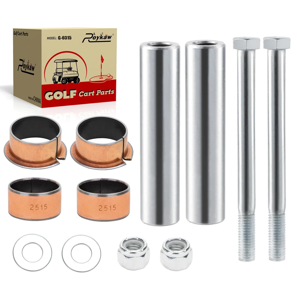 Roykaw Golf Cart Spindle and Kingpin Bushing for EZGO RXV 2008-up & TXT/PDS 2001-up, OEM# 70745-G01, 70648-G01, 614034