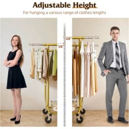 Clothes Rack Load 630LBS, Heavy Duty Clothes Rack, Rolling Clothing Racks for Hanging Clothes with Wheels, Adjustable & C