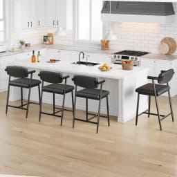 2PCS Modern Bar Stools Set with Back & Upholstered Wider Seat, Metal Bar Stools with Footrest for Kitchen Island Easy Assembly