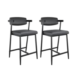 2PCS Modern Bar Stools Set with Back & Upholstered Wider Seat, Metal Bar Stools with Footrest for Kitchen Island Easy Assembly