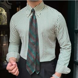 Summer British Casual Seersucker Striped Long Sleeve Shirt Men's Slim Casual Business Shirt High Quality Camisa Social Masculina
