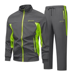 Men's Spring Autumn Track Suit 2 Piece Set Stand Collar Jacket with Pants Casual Sports Running Outfit Matching Athletic Wear