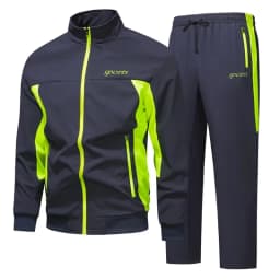 Men's Spring Autumn Track Suit 2 Piece Set Stand Collar Jacket with Pants Casual Sports Running Outfit Matching Athletic Wear