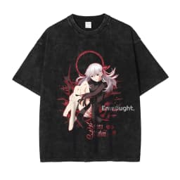 Saber T Shirt Anime Fate Rin Oversized Vintage Washed T-shirts Streetwear Retro Manga DTG Printing Tops Tees Men 100% Cotton