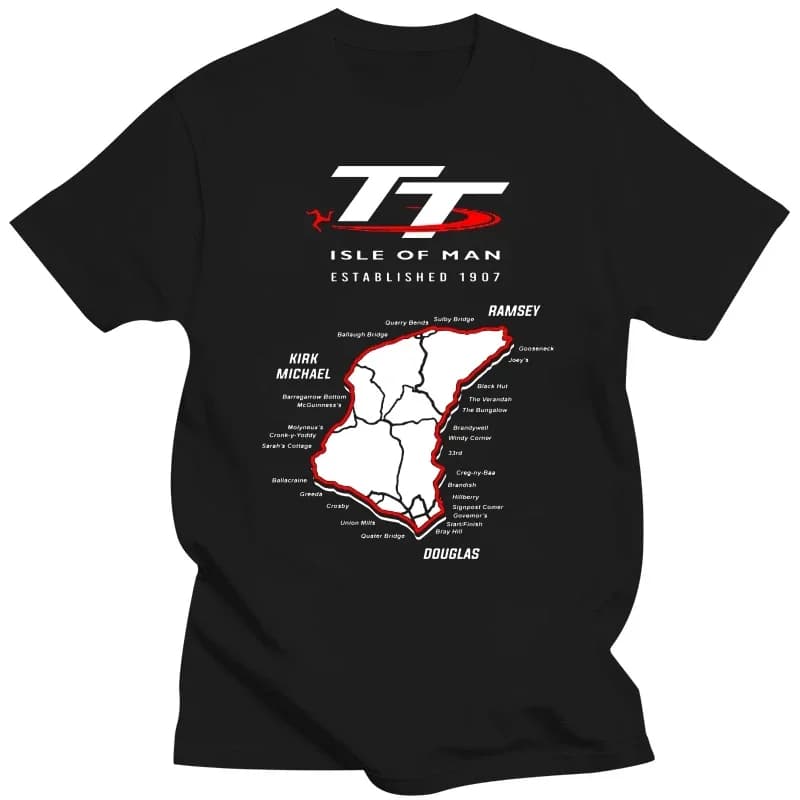 Cool Isle of man TT Map T Shirts Pure Natural Cotton Man Nice T-Shirt