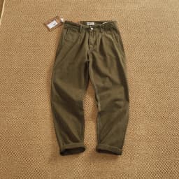 100% cotton autumn and winter heavy simple work pants for men loose straight cotton twill woven tapered trousers