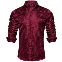 Gold Paisley Shirts for Men Long Sleeve Luxury Brand Tuxedo Wedding Party Men Clothing DiBanGu