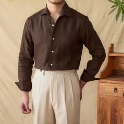 Mr. Lu San summer light breathable 100 linen one-piece collar long sleeve shirt gentry all-match white shirt men