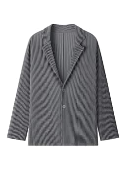 Miyake Pleated Men New Office Black Blazer Luxury High Fashion Suits Partially Lined Autumn Winter Coat