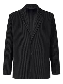 Miyake Pleated Men New Office Black Blazer Luxury High Fashion Suits Partially Lined Autumn Winter Coat