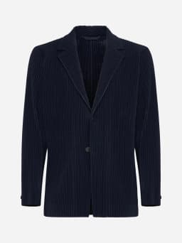 Miyake Pleated Men New Office Black Blazer Luxury High Fashion Suits Partially Lined Autumn Winter Coat