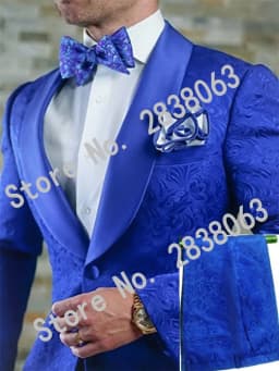 Groomsmen White Pattern Groom Tuxedos Shawl Satin Lapel Men Suits 2 Pieces Wedding Bridegroom ( Jacket + Pants + Tie ) D201