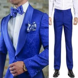 Groomsmen White Pattern Groom Tuxedos Shawl Satin Lapel Men Suits 2 Pieces Wedding Bridegroom ( Jacket + Pants + Tie ) D201