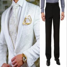 Groomsmen White Pattern Groom Tuxedos Shawl Satin Lapel Men Suits 2 Pieces Wedding Bridegroom ( Jacket + Pants + Tie ) D201