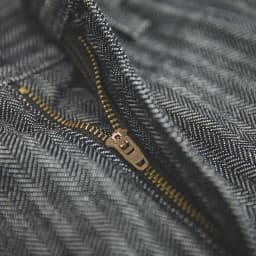 Maden Retro 12.8oz Grey Striped Jeans Straight Fit Zip Fly with Pockets Versatile Herringbone Trousers for Men's Spring and Fall
