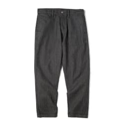 Maden Retro 12.8oz Grey Striped Jeans Straight Fit Zip Fly with Pockets Versatile Herringbone Trousers for Men's Spring and Fall