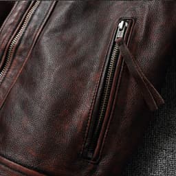 Top layer Cow Oversized Leather Jacket Red-Brown American retro Motorcycle Style Color Distressed High Sense Coat