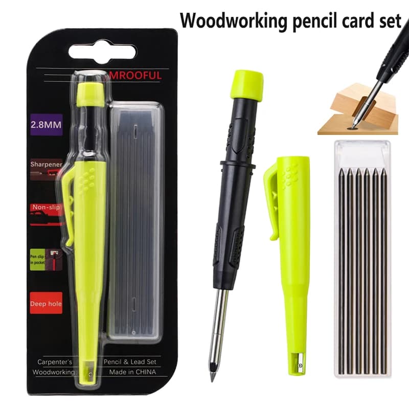 Woodworking Pencil Card Set, Deep Hole Marking and Drawing, with 2.8mm Reliable and Durable Lead, for Carpenters Engineering