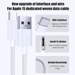 60W USB C Phone Cable For iPhone 16 15 17 Pro Max 17 Air Plus Fast Charging Type-C Charge Braided Cables USB to Type C Data Line