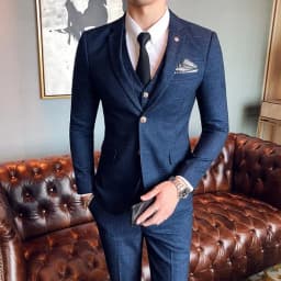 S-7XL (Jacket+Vest+Pants) Fashion Boutique Lattice Formal Business Mens Suit 3Pcs Set Groom Wedding Dress Plaid Suit Show Stage