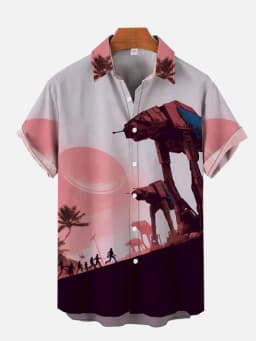 Men's Cyber Style Shirt Future Technology Print Lapel Collar Short Sleeve XS-5XL Street Ready