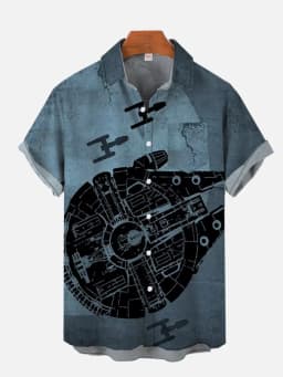 Men's Cyber Style Shirt Future Technology Print Lapel Collar Short Sleeve XS-5XL Street Ready