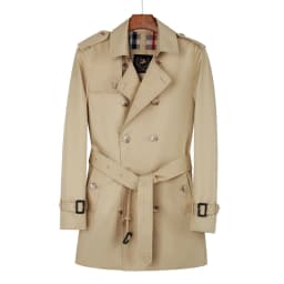 Windbreaker men's Double breasted medium and long length black British tough thickened wool liner new fashion trench coat