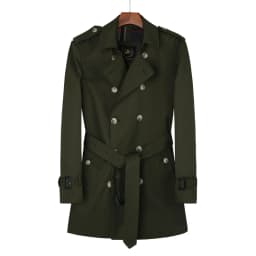 Windbreaker men's Double breasted medium and long length black British tough thickened wool liner new fashion trench coat