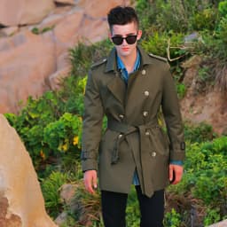 Windbreaker men's Double breasted medium and long length black British tough thickened wool liner new fashion trench coat