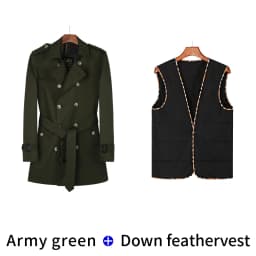 Windbreaker men's Double breasted medium and long length black British tough thickened wool liner new fashion trench coat