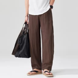 Men Breathable cool Spring Summer Lightweight Linen Blend Ankle-length Pants cityboy Loose Wide Leg Casual Pants Harem Trousers