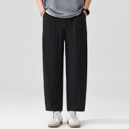 Men Breathable cool Spring Summer Lightweight Linen Blend Ankle-length Pants cityboy Loose Wide Leg Casual Pants Harem Trousers