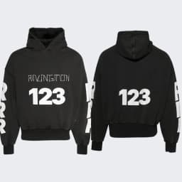 RIVINGTON Roi Ret RRR 123 White Print Embroidery Patch Label Sweatshirts Men Women High Quality Loose Black Sweatshirts Hoodie