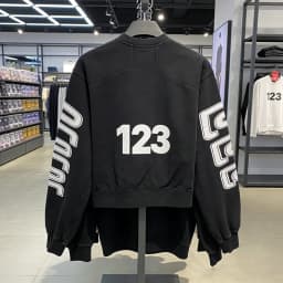 RIVINGTON Roi Ret RRR 123 White Print Embroidery Patch Label Sweatshirts Men Women High Quality Loose Black Sweatshirts Hoodie