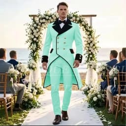 Elegant Wedding Men's Suits Tuxedos Luxury Double Breasted Long Blazer Customized 2 Piece Jacket Pants Sets Formal Groom Outfits