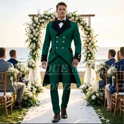 Elegant Wedding Men's Suits Tuxedos Luxury Double Breasted Long Blazer Customized 2 Piece Jacket Pants Sets Formal Groom Outfits