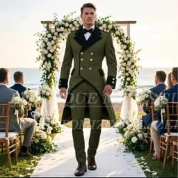 Elegant Wedding Men's Suits Tuxedos Luxury Double Breasted Long Blazer Customized 2 Piece Jacket Pants Sets Formal Groom Outfits