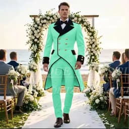 Elegant Wedding Men's Suits Tuxedos Luxury Double Breasted Long Blazer Customized 2 Piece Jacket Pants Sets Formal Groom Outfits