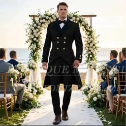 Elegant Wedding Men's Suits Tuxedos Luxury Double Breasted Long Blazer Customized 2 Piece Jacket Pants Sets Formal Groom Outfits