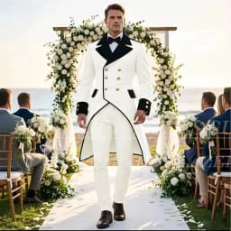 Elegant Wedding Men's Suits Tuxedos Luxury Double Breasted Long Blazer Customized 2 Piece Jacket Pants Sets Formal Groom Outfits