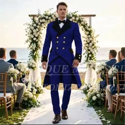Elegant Wedding Men's Suits Tuxedos Luxury Double Breasted Long Blazer Customized 2 Piece Jacket Pants Sets Formal Groom Outfits