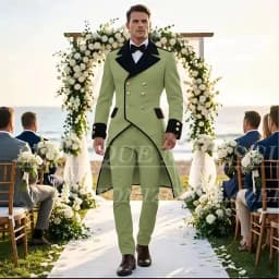 Elegant Wedding Men's Suits Tuxedos Luxury Double Breasted Long Blazer Customized 2 Piece Jacket Pants Sets Formal Groom Outfits