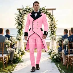 Elegant Wedding Men's Suits Tuxedos Luxury Double Breasted Long Blazer Customized 2 Piece Jacket Pants Sets Formal Groom Outfits