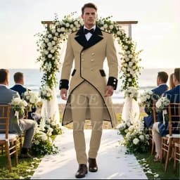 Elegant Wedding Men's Suits Tuxedos Luxury Double Breasted Long Blazer Customized 2 Piece Jacket Pants Sets Formal Groom Outfits