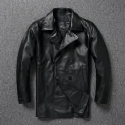 LNY Shop Top.Men Winter genuine leather jacket.740 Plus size black cowhide long business leather coat.무스탕 overcoat.Trench