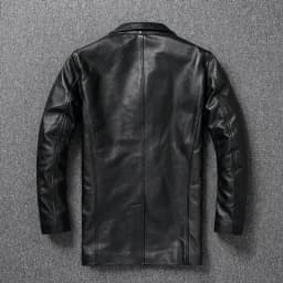 LNY Shop Top.Men Winter genuine leather jacket.740 Plus size black cowhide long business leather coat.무스탕 overcoat.Trench