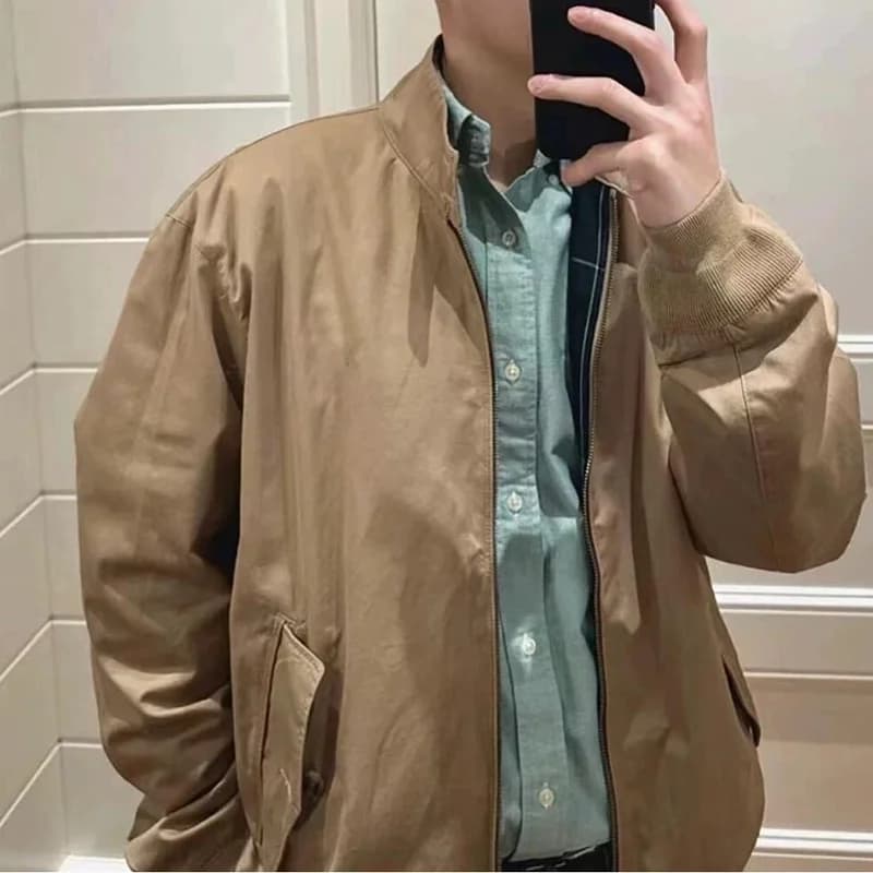 Men's Casual Jacket Daily Basic Style Long Sleeved Stand Collar Collar Solid Color Pocket Pure Cotton Autumn and Winter Jacket