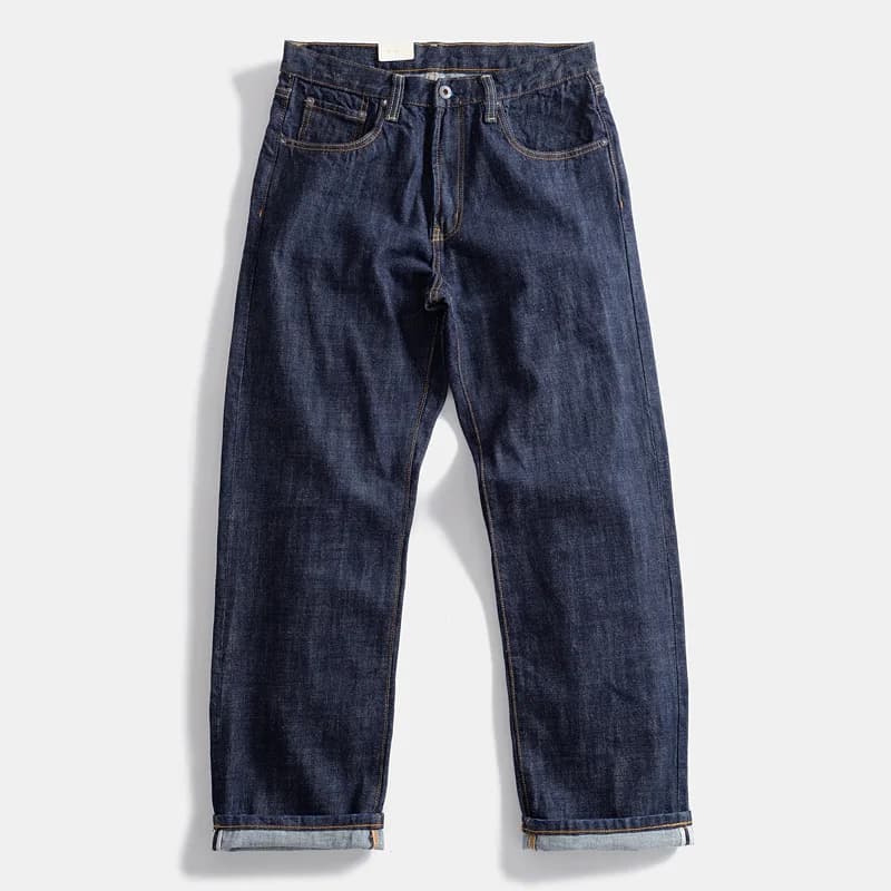 16oz Heavyweight Red Selvedge Denim Jeans for Men High Quality Loose Straight Pants One Wash Autumn Casual 100% Cotton Y2K