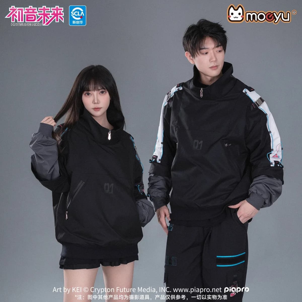 Moeyu Hatsune Miku Men Women Sweashirt Stand-up Collar Jacket Coat Male Fake Two Pieces T-shirt Vocaloid Cosplay Costume Casual
